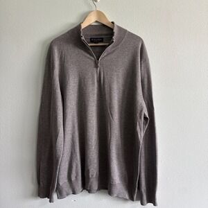 Brooks Brother 1/4 Zip Pullover Mens XXL Gray Supima Cotton Long Sleeve Sweater